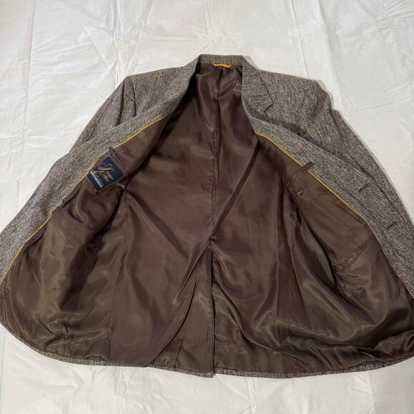 1990s Kuppenheimer Mens Sport Coat Size 44" Brown Gray Tan Blue Single Breasted - Picture 4 of 11